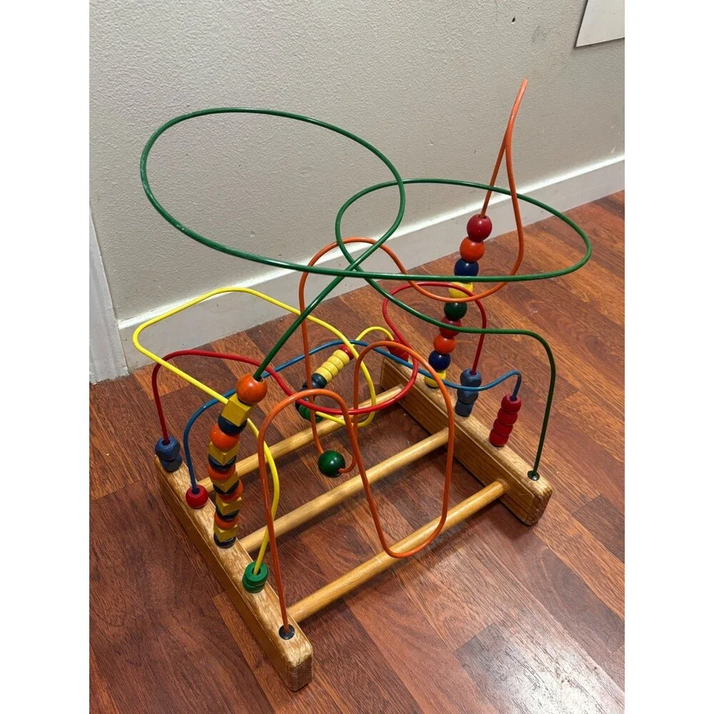 Vintage Anatex Rollercoaster Bead Maze Metal Wood Kids Educational Toy